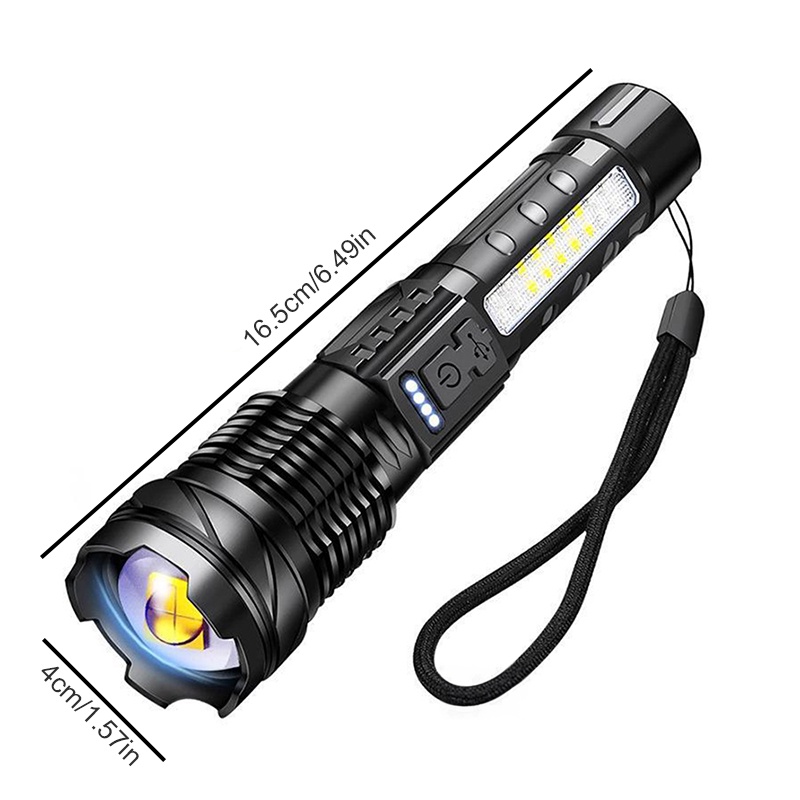 Đèn Pin Cầm Tay Siêu Sáng Chiếu Xa 300m Có Zoom, Chống Nước IPX6, Có COB Led 7 Chế Độ - YKD