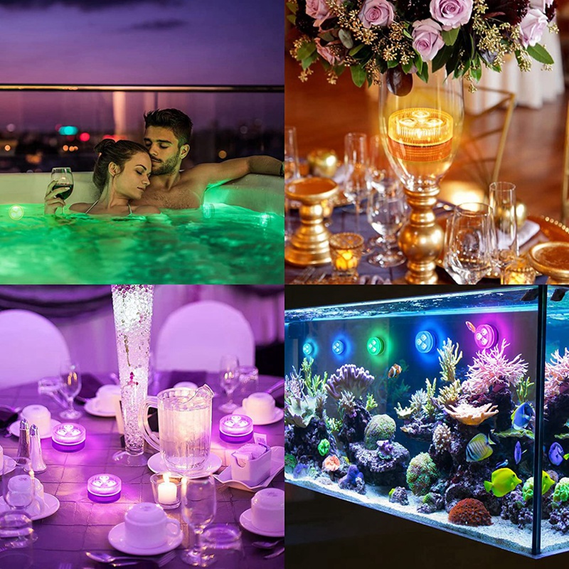 Set 5 Đèn Led RGB Nhiều Màu Chống Thấm Nước Kèm Điều Khiển Từ Xa Và Cốc Hút Tiện Dụng