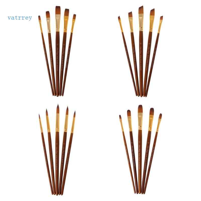 Bộ 5 Cọ Vẽ Tranh Sơn Dầu Màu Nước DIY Cán Gỗ H Nylon