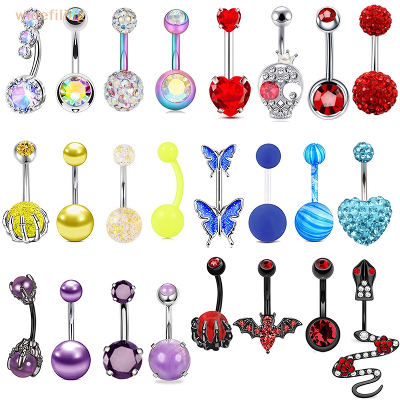 Bộ 4 Khuyên Rốn Đính Đá Đơn Giản Nhiều Màu Sắc Dùng Làm Quà Tặng Trang Sức Cho Bạn Gái