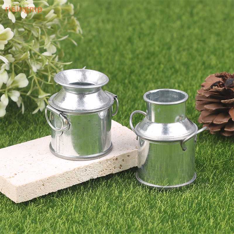 [risingmp] 1 Xô Sắt Mini Đựng Sữa Mini Trang Trí Nhà Búp Bê