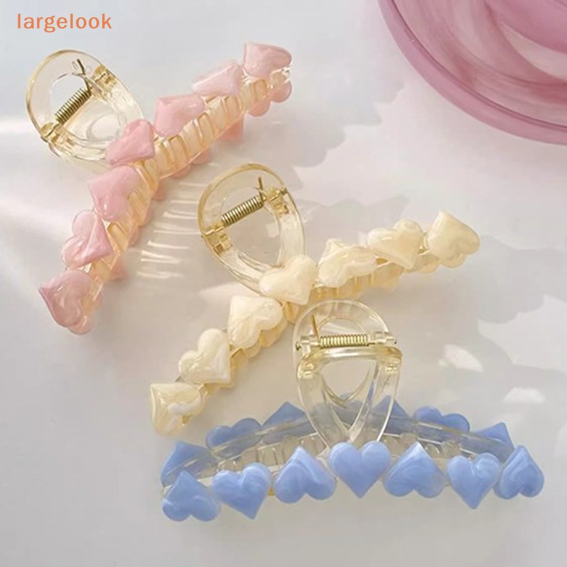 Kẹp Tóc Càng Cua Lớn Hình Trái Tim Màu Thạch Vintage Thời Trang Mùa Hè Cho Nữ