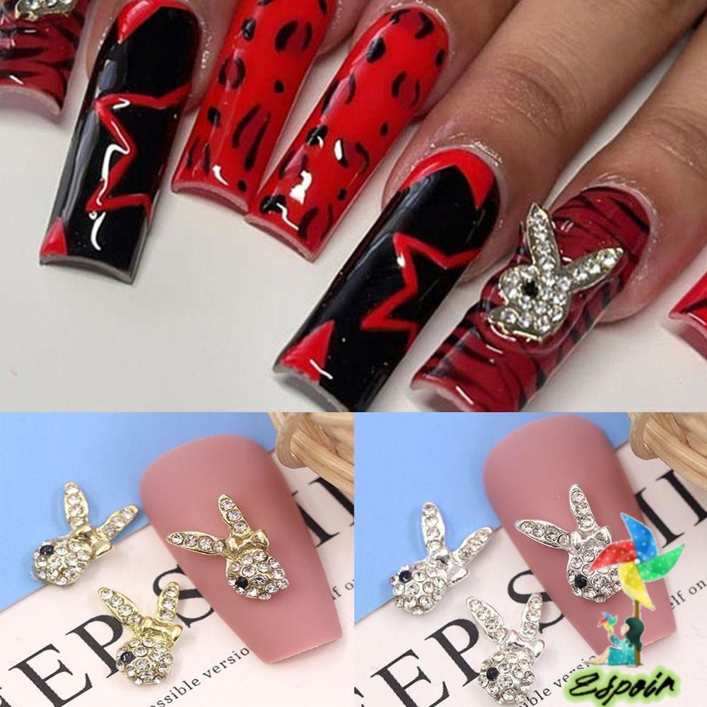ESPO Khuyên Xỏ Trang Trí Móng Tay Hình Thỏ Đầu Lâu Hoạt Hình Thời Trang