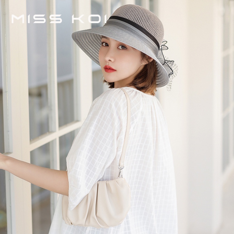 Nón Tai Bèo Rộng Vành Dệt Kim Thời Trang Đi Biển Mùa Hè Cho Nữ