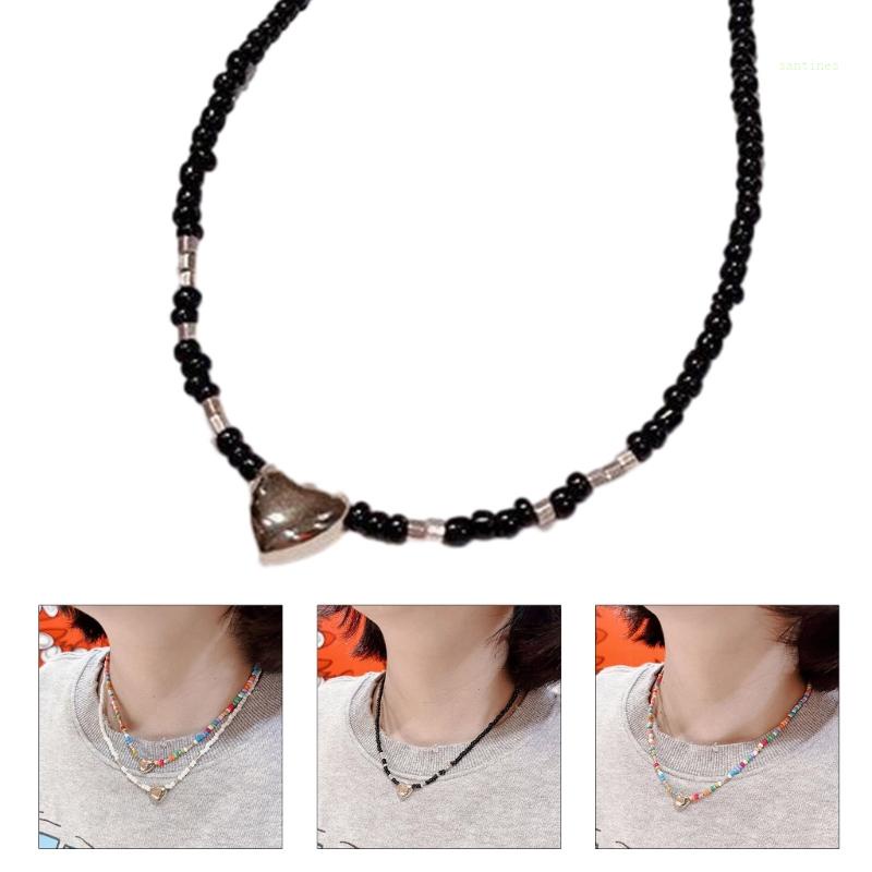 Vòng cổ Chuỗi Hạt Hình Trái Tim Màu Cầu Vồng Xinh Xắn Cho Nữ