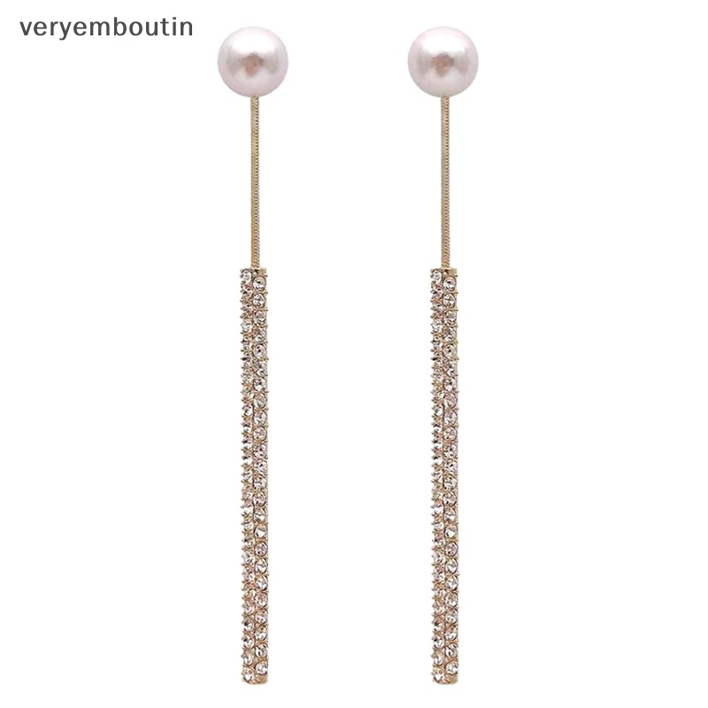 1 Đôi Bông Tai Dáng Dài Đính Đá Lấp Lánh Thời Trang Cho Nữ