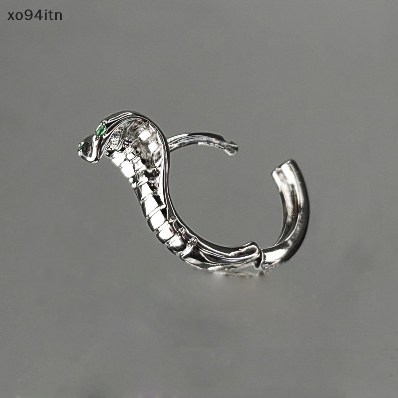 Bông Tai Dạng Vòng Hình Rắn Đính Đá Zircon Mắt Xanh Lá Bằng Đồng Thời Trang Cá Tính Phong Cách Hip Hop Punk Gothic Cho Nam Và Nữ