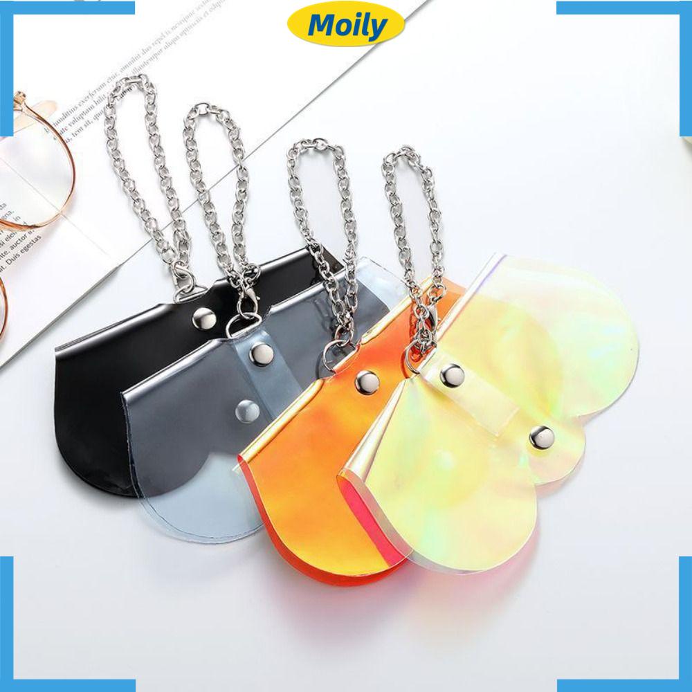MOILYVN Túi Đựng Mắt Kính Bằng Nhựa Trong Suốt Phối Dây Xích Tiện Dụng Mang Theo Du Lịch