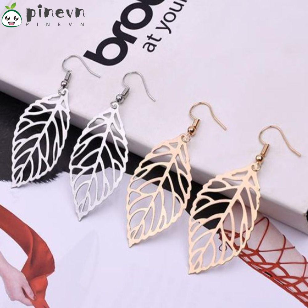 PINEVN Set 12 Đôi Bông Tai Dáng Dài Hình Chiếc Lá Phong Cách Retro Thời Trang Cho Nữ