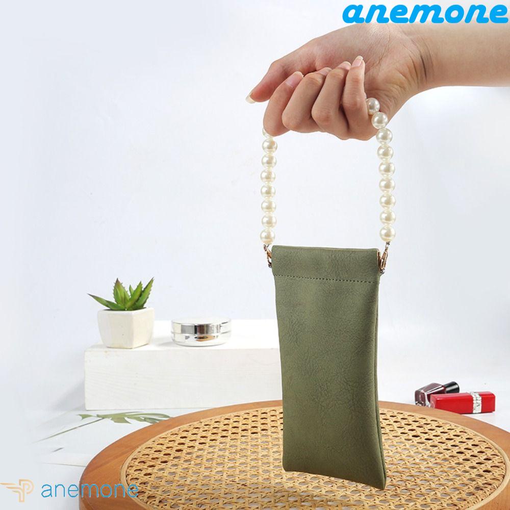 ANEMONE Túi Da PU Mềm Mini Màu Trơn Đựng Mắt Kính Tự Đóng Phong Cách Hàn Quốc Cho Nam