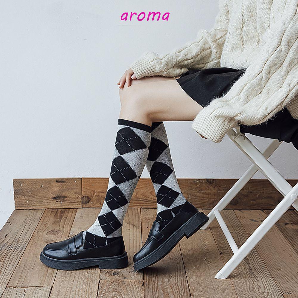 AROMA Tất Cotton Mỏng Đính Đá Phong Cách Lolita Xinh Xắn Cho Nữ