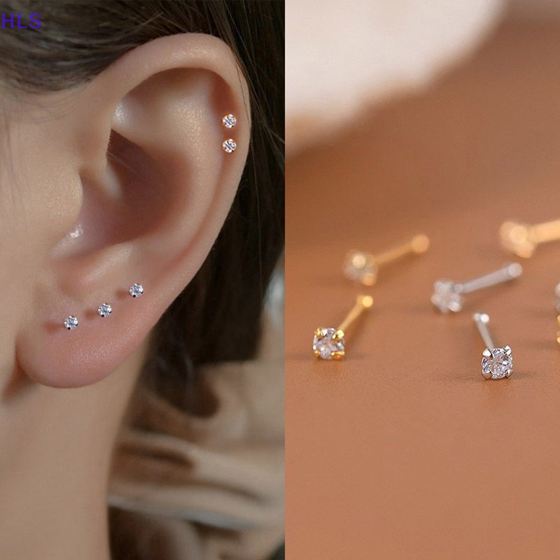 1 Khuyên Tai Thép Titan Đính Đá Zircon Thời Trang Cho Nữ