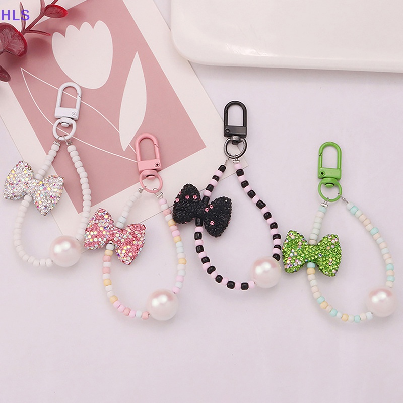 Móc Khóa Đính Hạt Kim Cương / Nơ / Hoa Dễ Thương Dùng Trang Trí Ba Lô / Móc Khóa