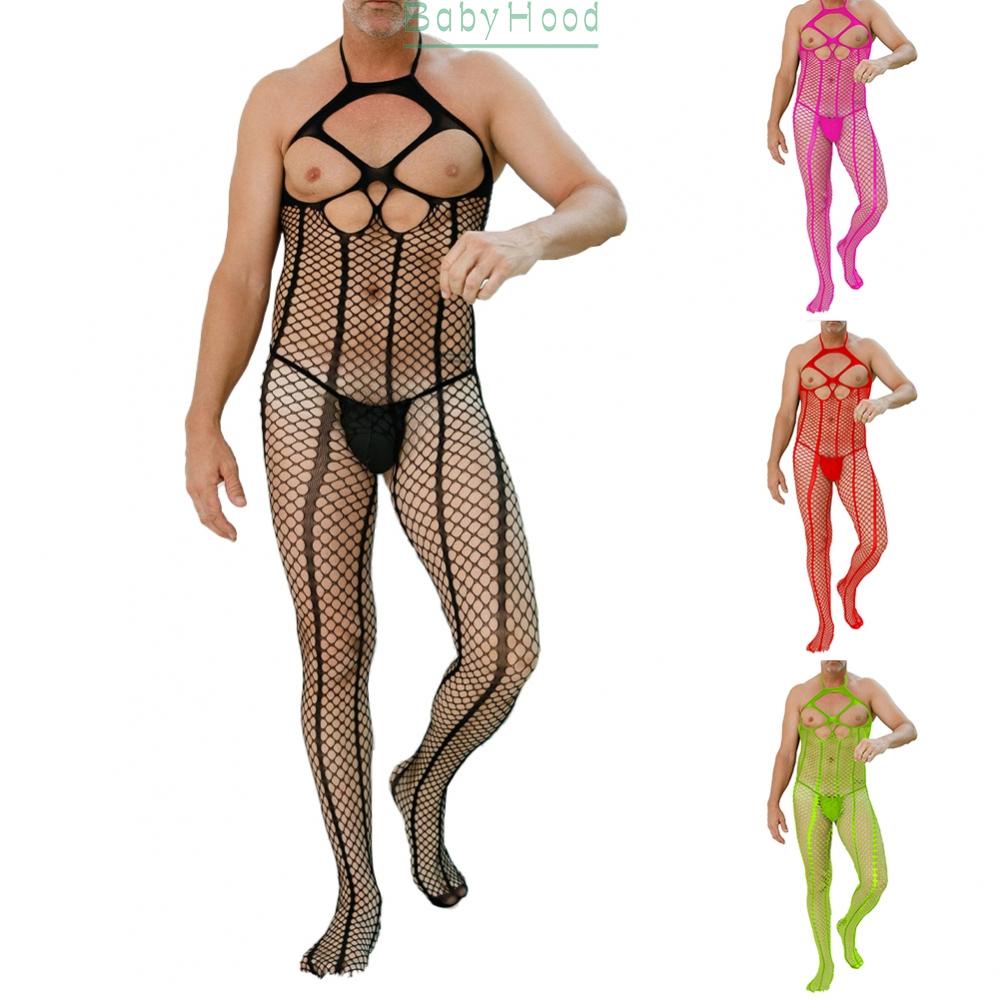 Mens Sissy Mesh See Through Body Stockings Pantyhose Bodysuit Underwear Jumpsuit#BBHOOD