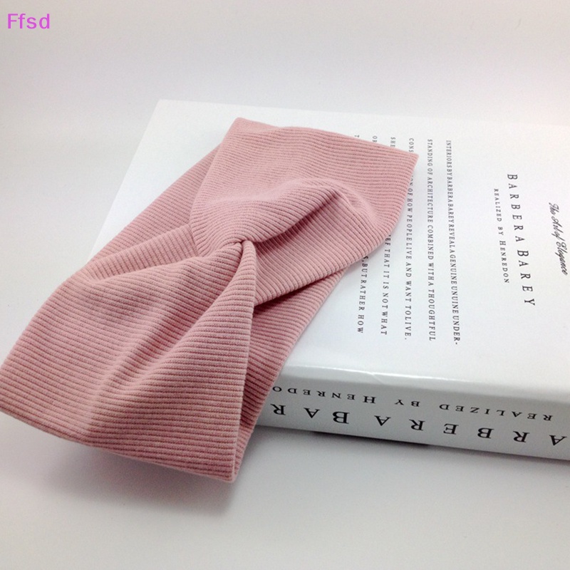 {Ffsd} Băng Đô Cotton Mềm Co Giãn Thắt Nút Màu Trơn Trang Điểm Rửa Mặt Trang Điểm Cho Bé Gái * Bán Chạy