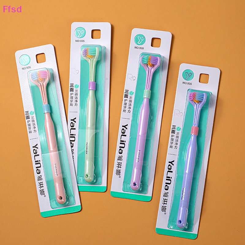 {Ffsd} Bàn Chải Đánh Răng Lông Siêu Mềm Ba Mặt Dành Cho Người Lớn * Bán Chạy