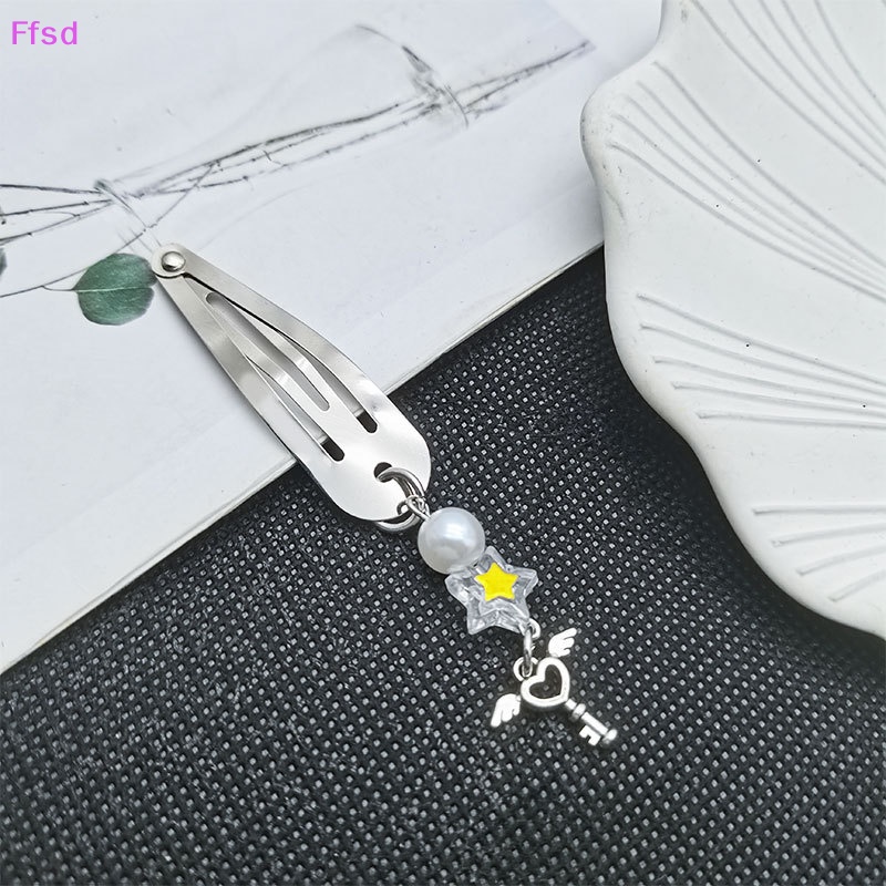Kẹp Tóc Dạng Chuỗi Xích Hình Ngôi Sao / Trái Tim Rỗng Y2K Bằng Kim Loại Cá Tính Ngọt Ngào Cho Nữ