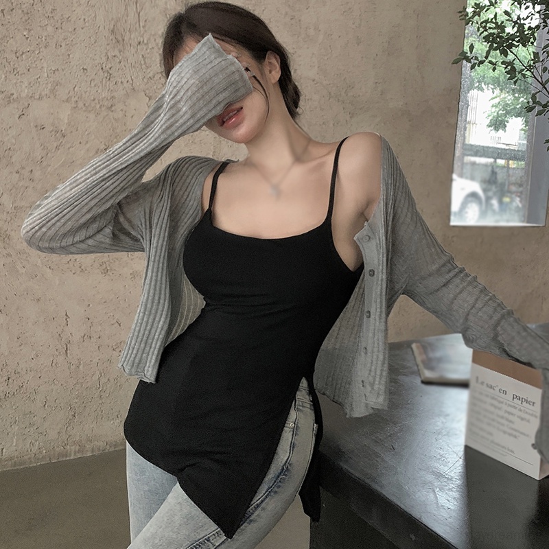 Áo Croptop Hai Dây Hở Lưng Màu Sắc Trơn Thời Trang Mùa Hè Cho Nữ