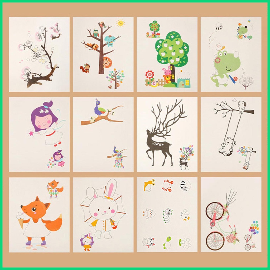 Bộ 30 Tấm 12 / 24 Màu Vẽ Ngón Tay Nghệ Thuật Có Thể Giặt Được Dành Cho Trẻ Em