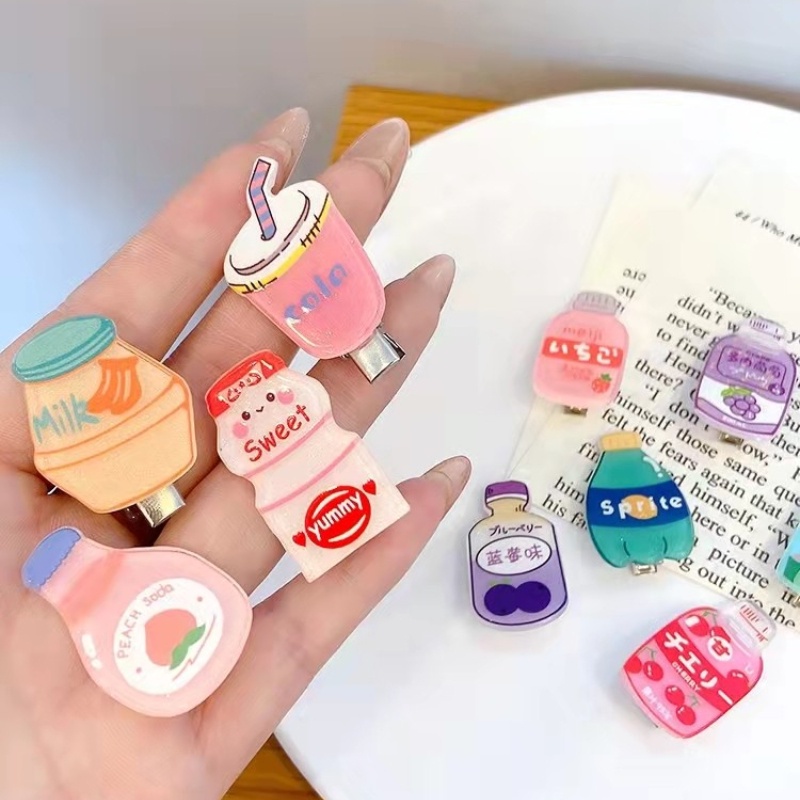 PVN60315 Kẹp Tóc Hình Bình Trà Sữa / Nước Ép Hoạt Hình Dễ Thương Cho Bé Gái