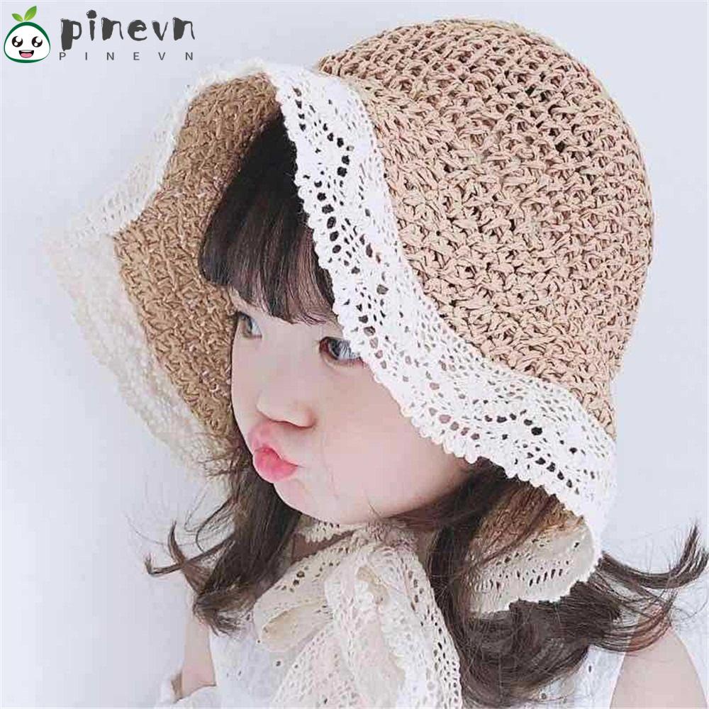 PINEVN Nón Tai Bèo Đan Cói Phối Ren Thoáng Khí Gấp Gọn Thời Trang Sành