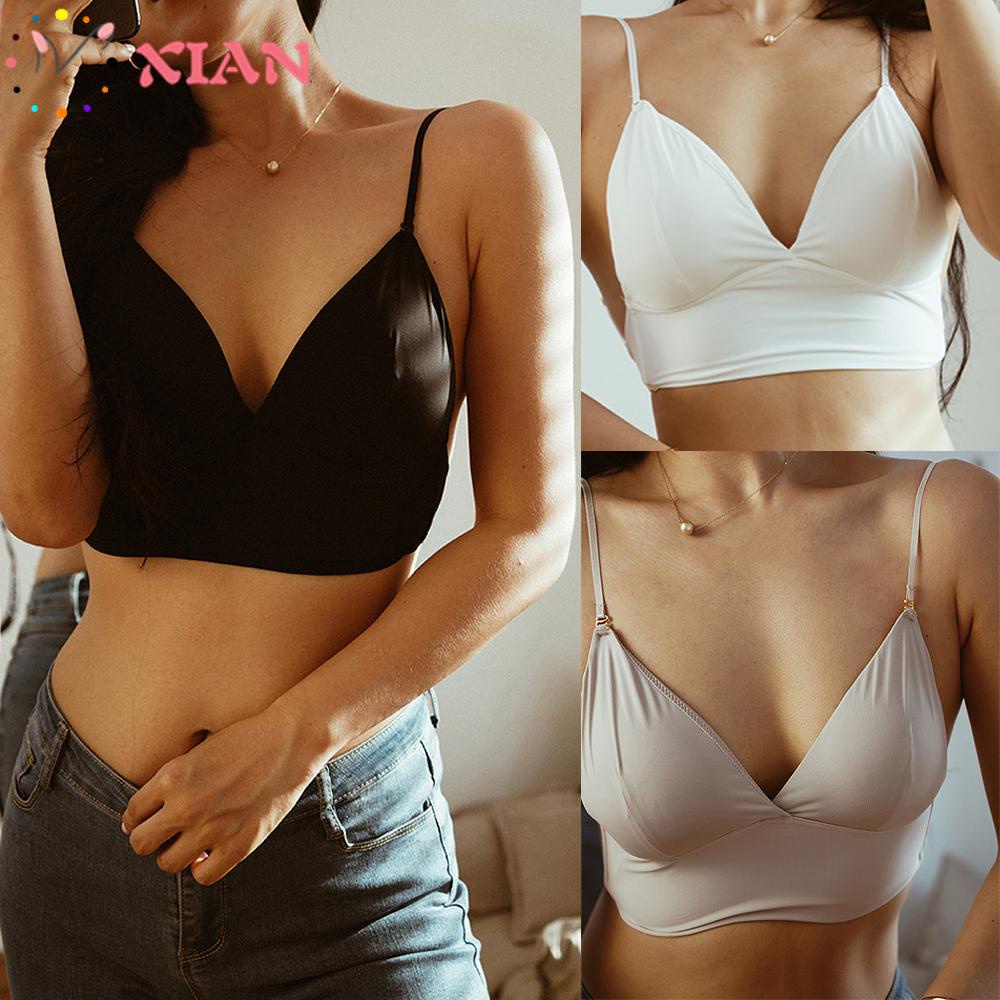 XIANTIN Áo Lót Lụa Mát Hở Lưng Quyến Rũ Thời Trang Mùa Hè Cho Nữ