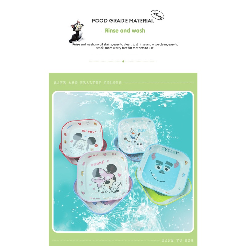 Đĩa Vuông Ăn Trái Cây Họa Tiết Disney Stitch Mickey Minnie Frozen Elsa Dành Cho Trẻ Em
