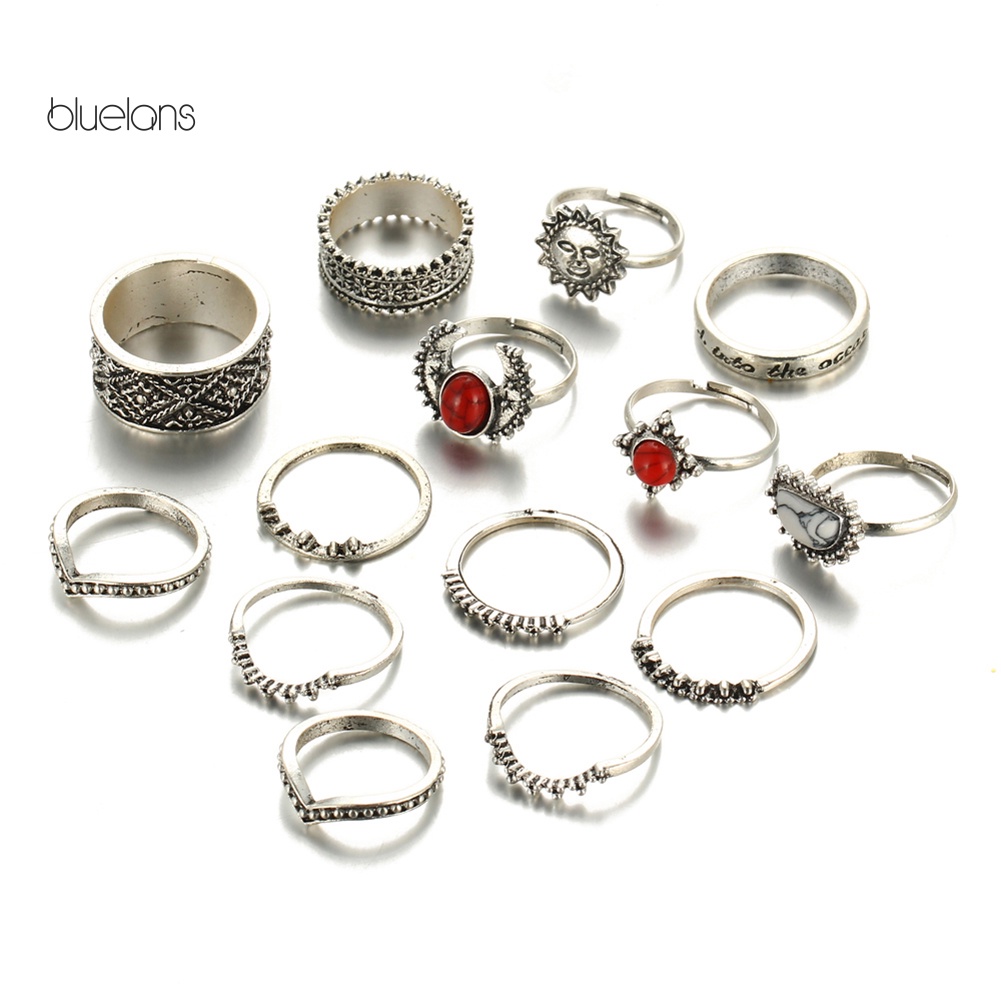 Set 14 Nhẫn Đeo Đốt Ngón Tay Phong Cách Vintage Cho Nữ