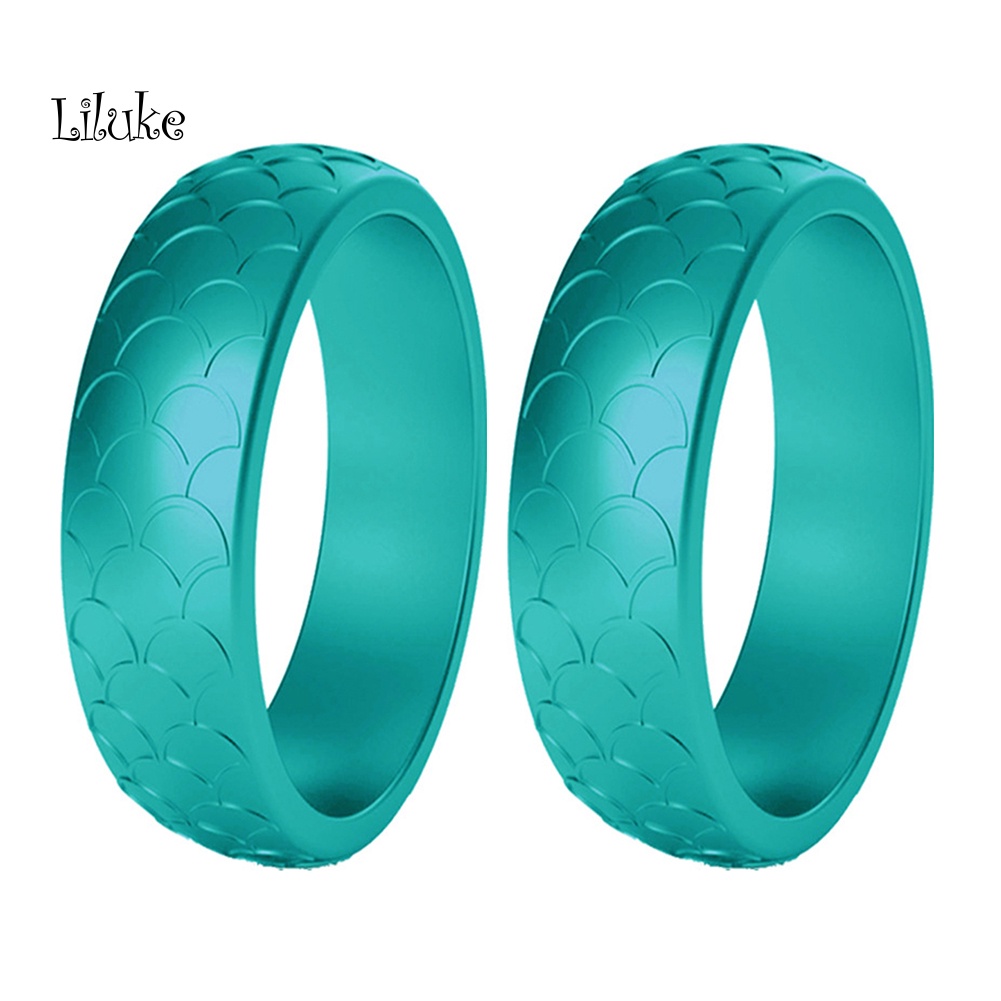 2 Nhẫn Silicone Họa Tiết Vảy Cá Thời Trang Cho Nữ