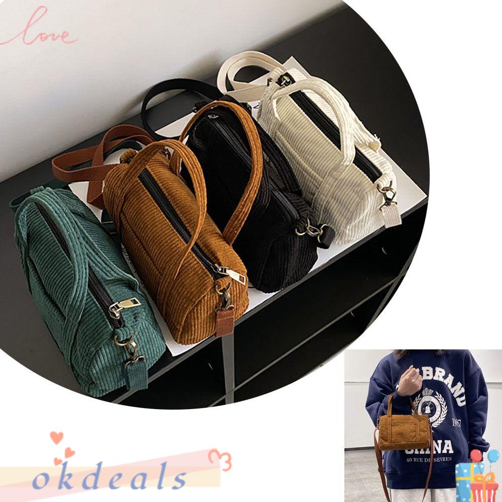 OKDEALS Túi Xách Nhung Kẻ Đựng Điện Thoại Mini Có Khóa Kéo Phong Cách Retro