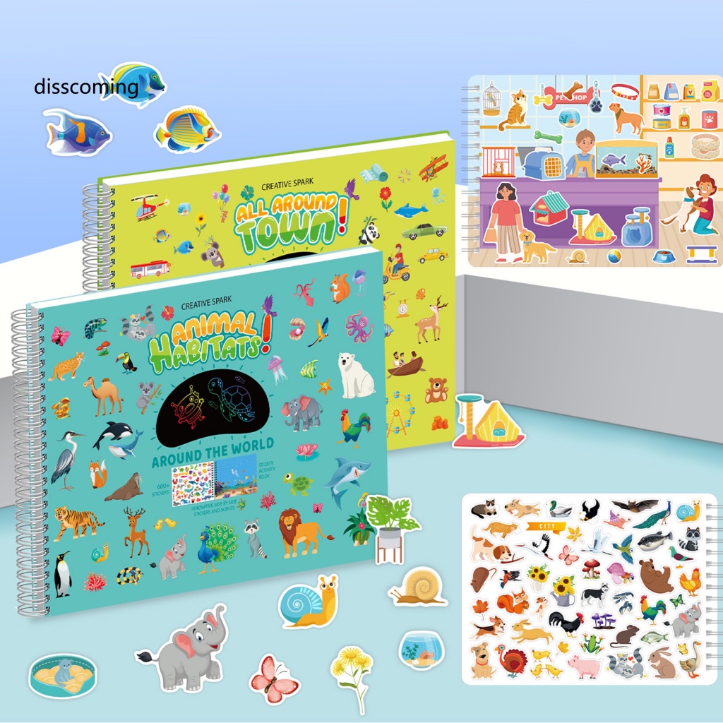 Áo Thun In Hình SL SL SL SL Thời Trang Cá Tính| Sách Hình Dán Thành Phố Động Vật / Thành Phố Tương Tác Giáo Dục Sớm Cho Bé