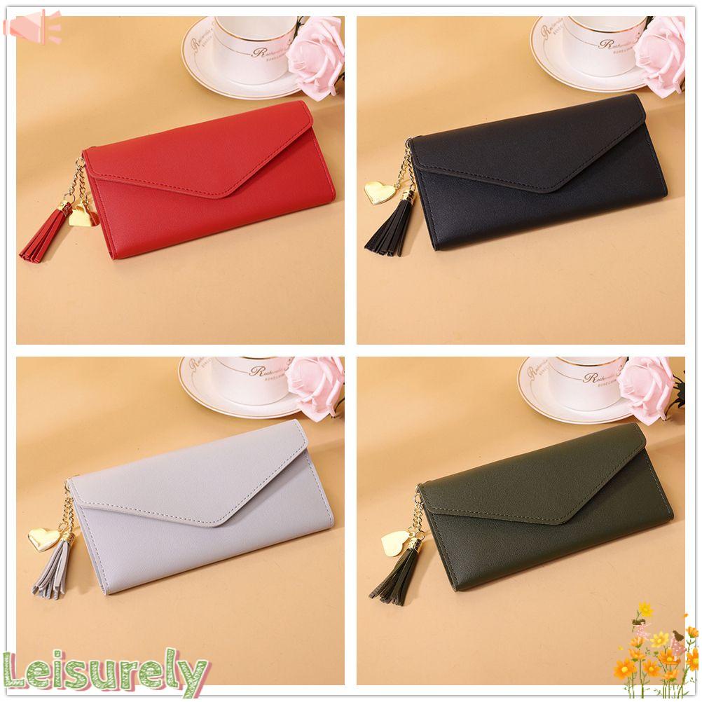 LEILY Ví Đựng Tiền Có Khóa Kéo Phối Tua Rua Thời Trang Cho Nữ
