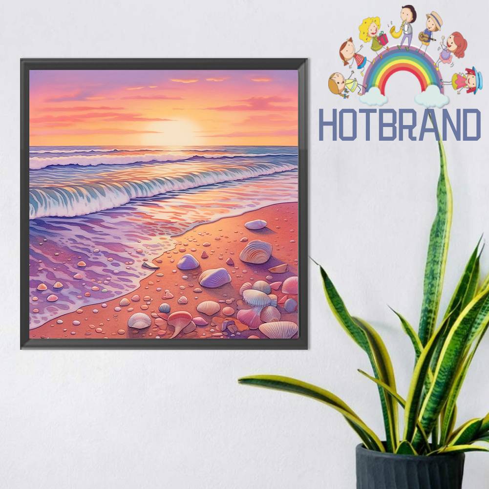 Tranh Đính Đá Kim Cương Toàn Bộ 5D DIY Hình Bãi Biển Giấc Mơ