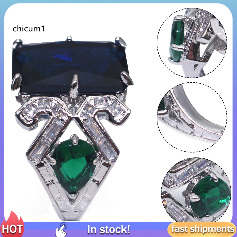 Nhẫn Hợp Kim Đính Đá Topaz Hình Vuông Cỡ Lớn Sang Trọng Cho Nữ