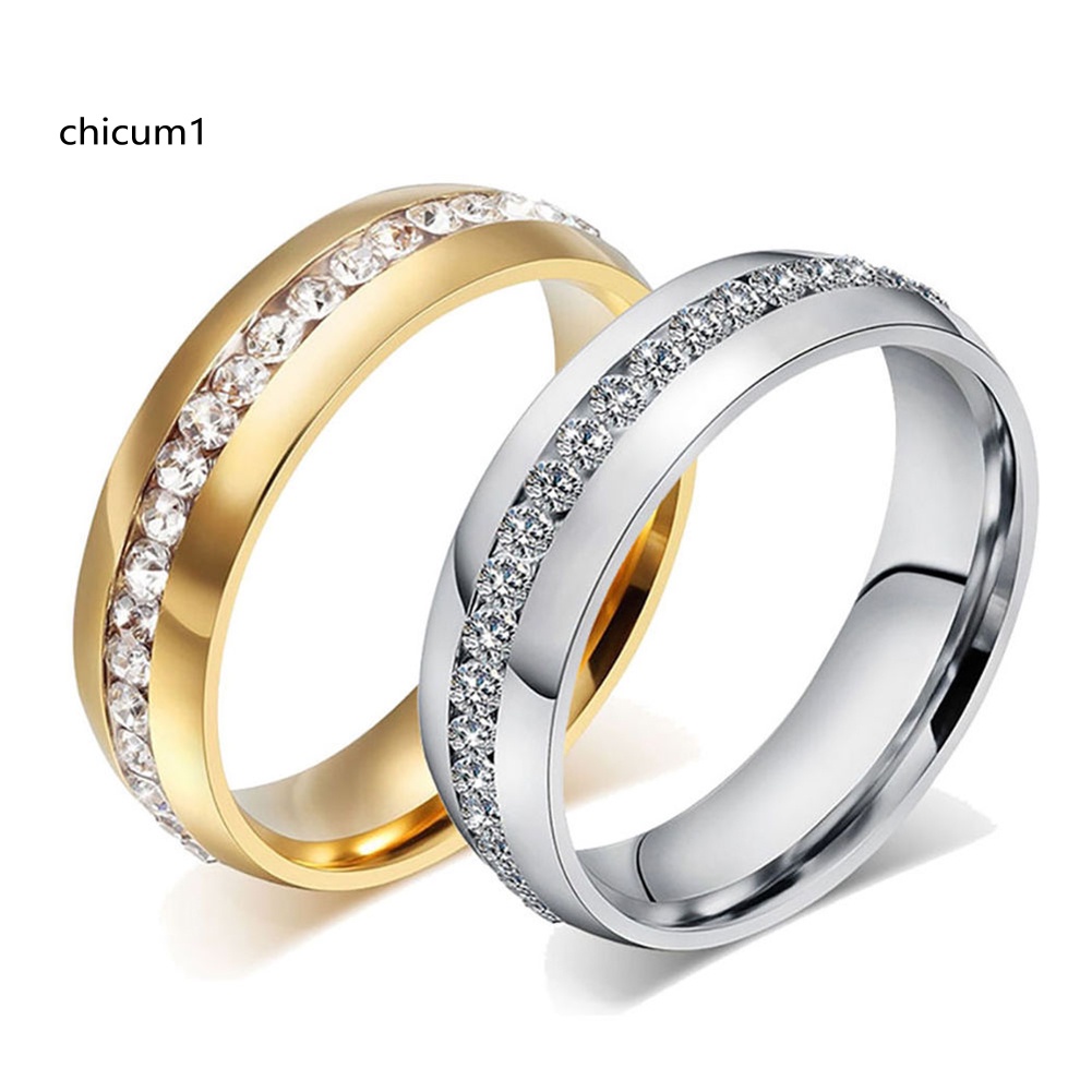 Nhẫn Cưới Chất Liệu Thép Titan Đính Đá Kích Thước 6-13