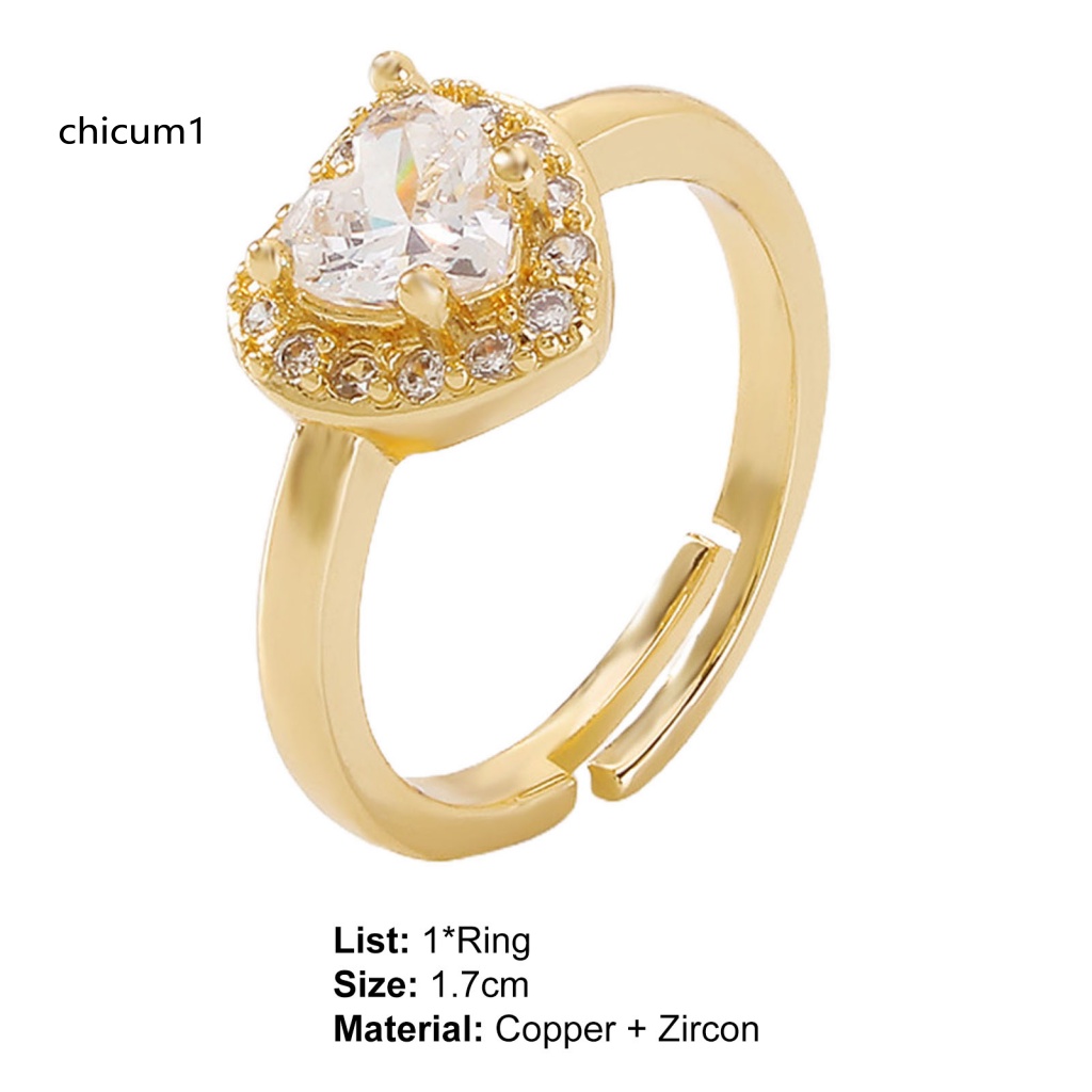 Nhẫn Đính Đá Zircon Hình Trái Tim Phong Cách Pháp Ngọt Ngào Thời Trang Cho Nữ