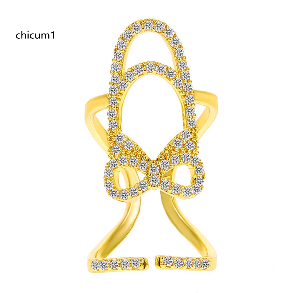 Nhẫn Hở Đính Đá Lấp Lánh Có Thể Điều Chỉnh Trang Trí Móng Tay