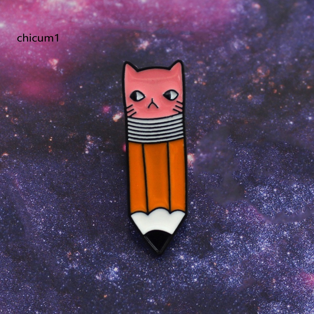 Ghim Cài Ba Lô / Balo Hình Mặt Mèo Bằng Kim Loại Tráng Men Dễ Thương