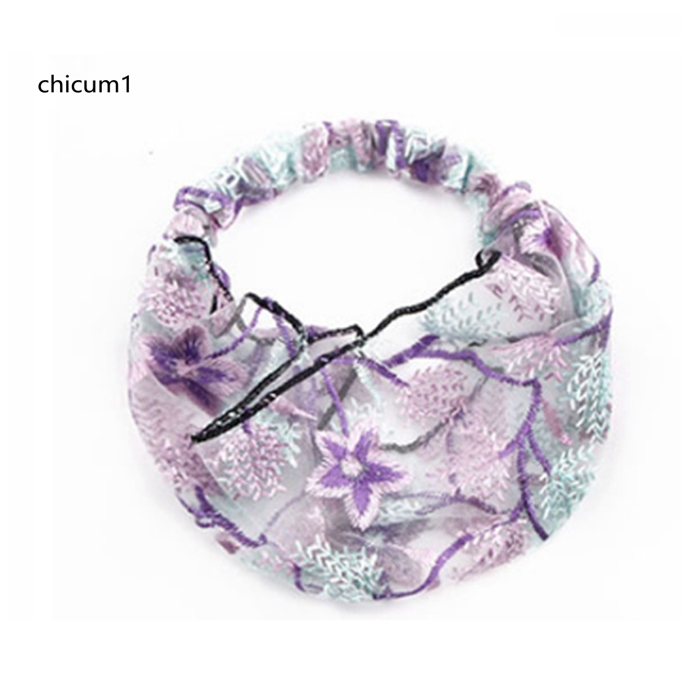 Băng Đô Vải Tuyn Bản Rộng Thêu Hoa / Ngôi Sao Kiểu Trung Hoa Cổ Điển