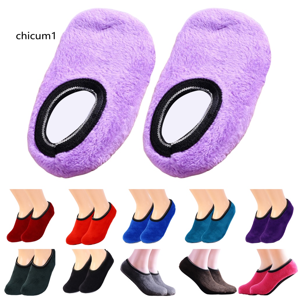 1 Đôi Vớ Dày Giữ Ấm Chống Trượt Màu Sắc Tương Phản Thời Trang Mùa Đông Cho Nữ