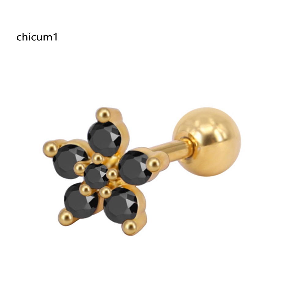 1 Khuyên Xỏ Vành Tai Đính Đá Zircon Thời Trang Nữ