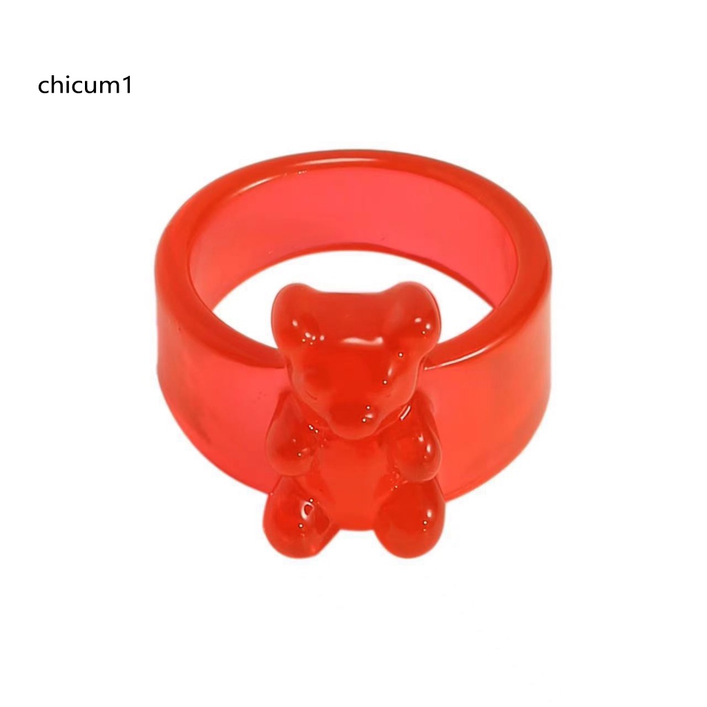 Nhẫn Acrylic Trong Suốt Màu Kẹo Hình Gấu Nhỏ Phong Cách Hàn Quốc Cho Nữ