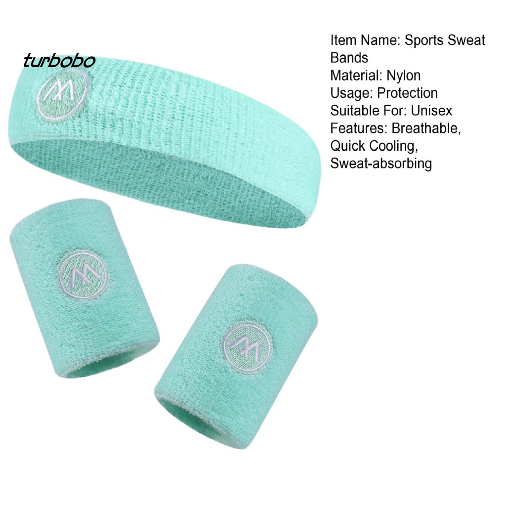1 Set Băng Đô Quấn Đầu Và Cổ Tay Thấm Hút Mồ Hôi Nhanh Khô Bằng Vải Nylon Siêu Mềm Dùng Trong Thể Thao
