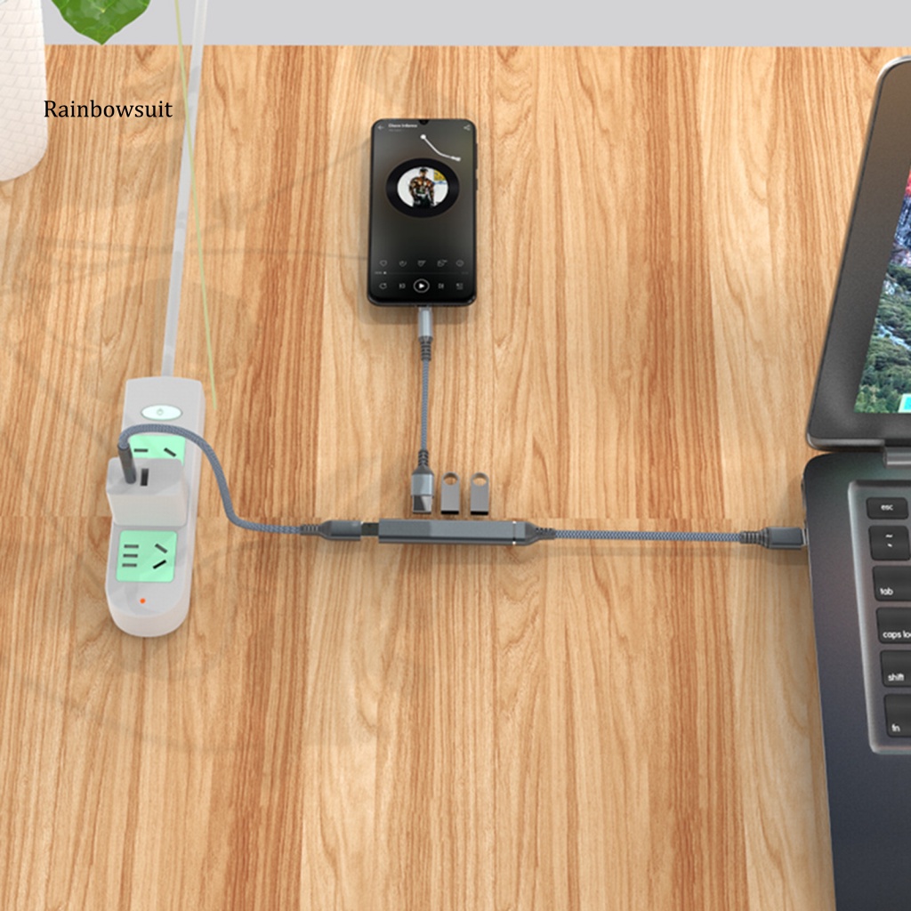 Hub Cắm Sạc Usb Siêu Mỏng Tốc Độ Cao Bằng Hợp Kim Nhôm 4 Trong 1 Tiện Dụng Cho Laptop / Máy Tính