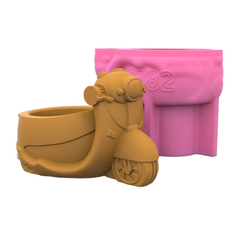 Khuôn Silicone Làm Ống Đựng Bút Hình Xe Máy Không Dính DIY