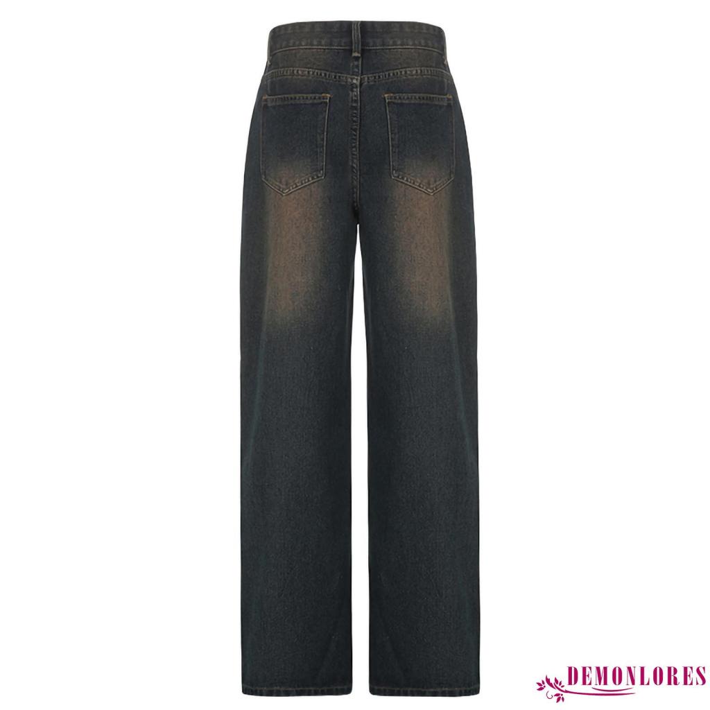 Demonlores Quần Jean Baggy Ống Đứng Thư Giãn Vừa Vặn Cổ Điển Cho Nữ