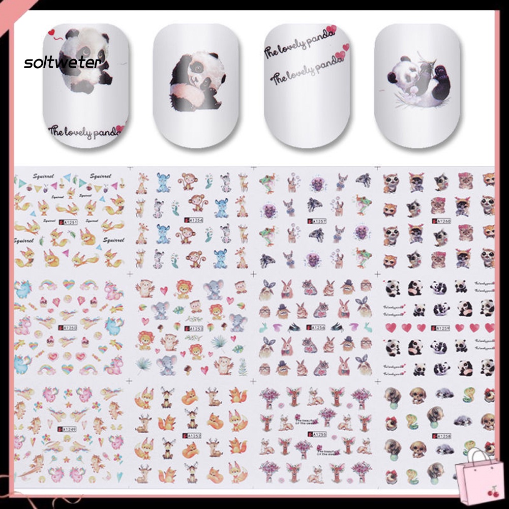 Bộ 12 Miếng Dán Trang Trí Móng Tay Nghệ Thuật