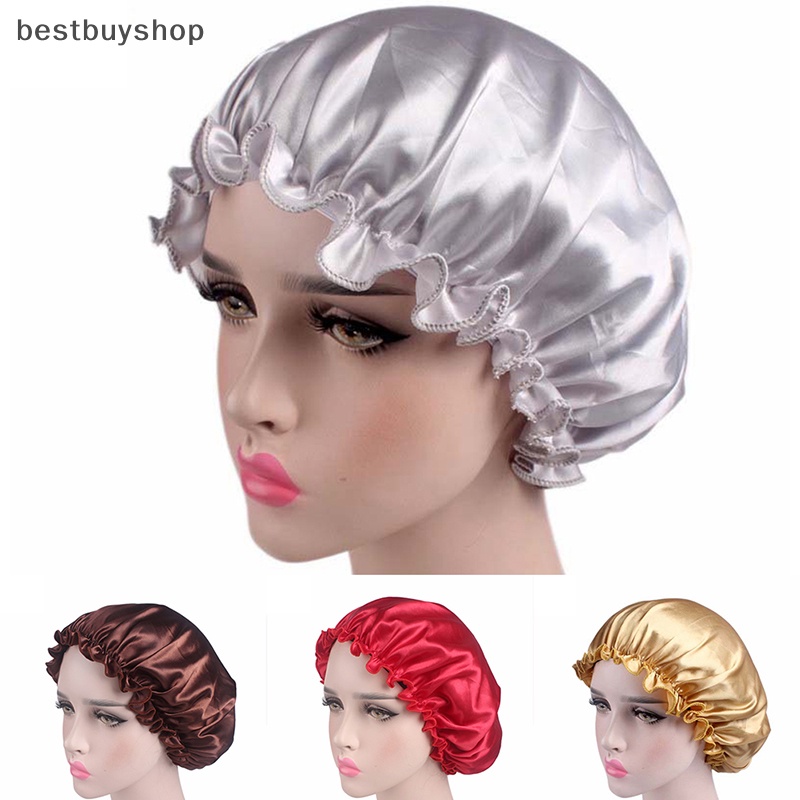 Cửa hàng tốt nhất silk sa night sleep cap hair bonnet hat head cover wide band điều chỉnh đàn hồi mới