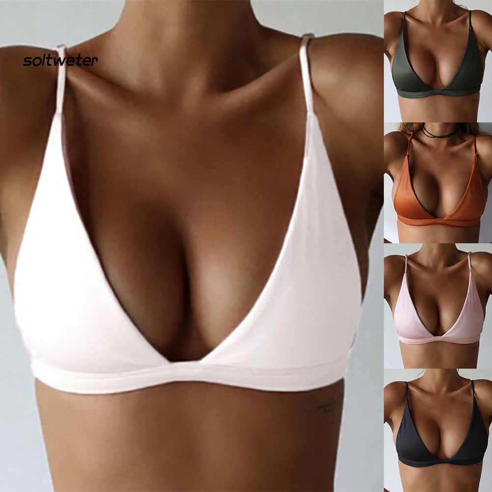 Áo Ngực Thể Thao Hình Tam Giác Có Mút Đệm Màu Sắc Thời Trang Cho Nữ