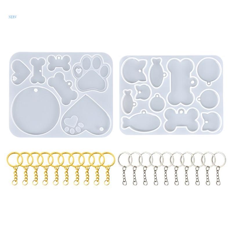 Khuôn Silicone Làm Móc Khóa / Trang Sức Hình Dấu Chân Chó DIY